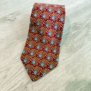 Park Lane 100% Silk Burgundy & Olive Print Neck Tie